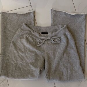 Brandy Melville Light Grey Drawstring Wide Leg Sweatpants Pre-Cut-Off